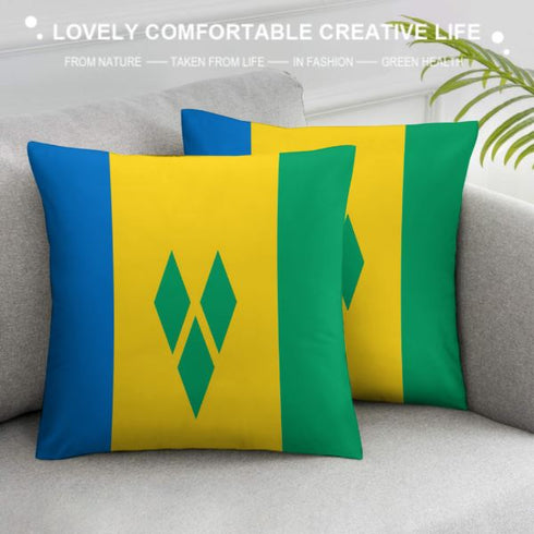 Saint Vincent Flag Throw Pillow - CaribeHeart Saint Vincent